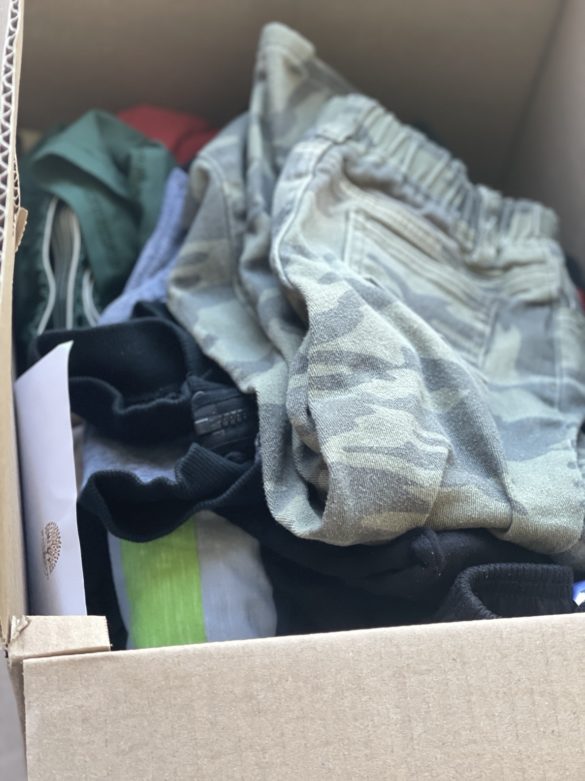 Children’s clothing among the items gathered for the giveaway.